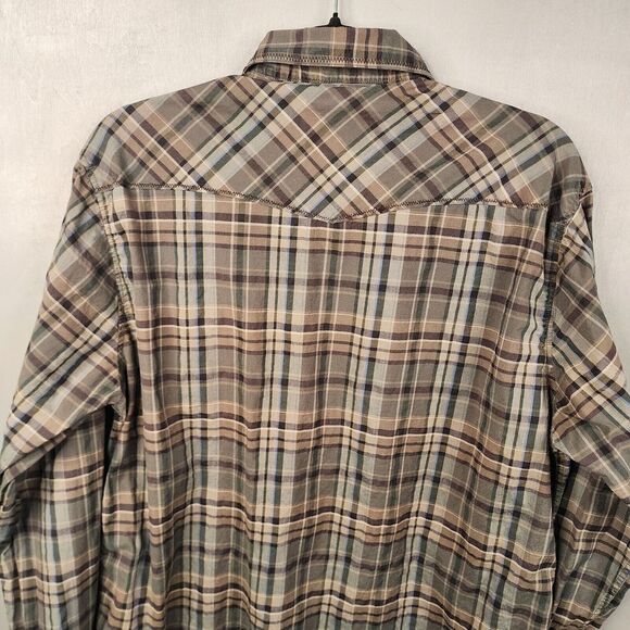 Bugatchi Men's Button Down Shirt Plaid Long‎ Sleeve Medium Green Western - Picture 6 of 11